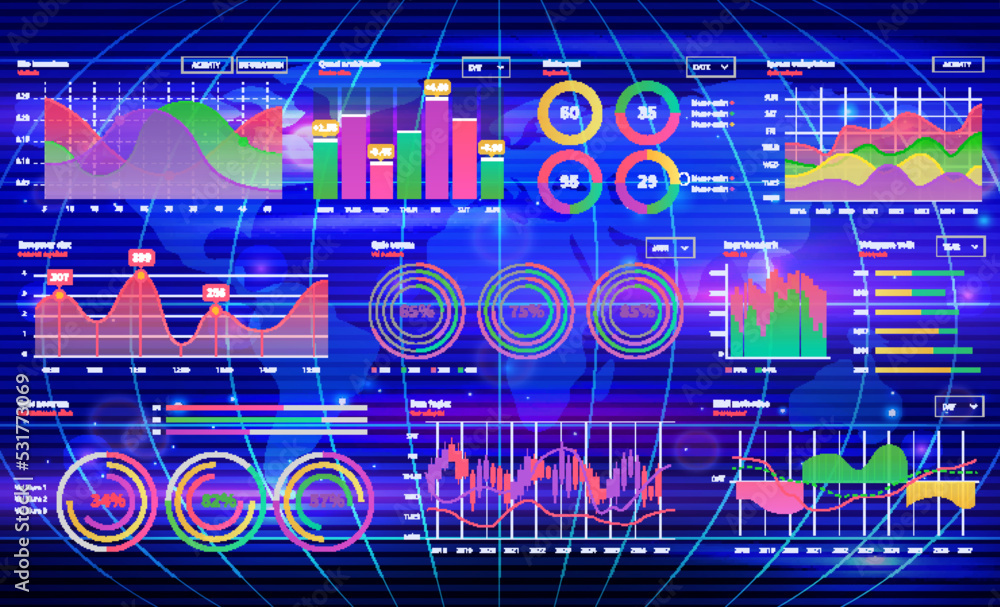 Poster infographic chart vector template. annual statistics curve graph design. market data diagrams. graph