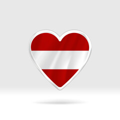 Heart from Austria flag. Silver button star and flag template. Easy editing and vector in groups. National flag vector illustration on white background.