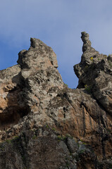 Rocky cliff in The Nublo Rural Park. Tejeda. Gran Canaria. Canary Islands. Spain.