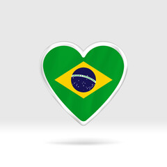 Heart from Brazil flag. Silver button star and flag template. Easy editing and vector in groups. National flag vector illustration on white background.