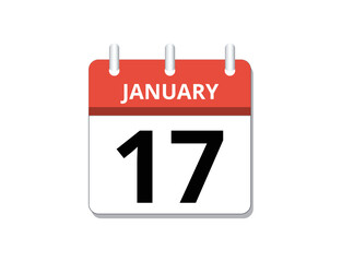 January, 17th calendar icon vector