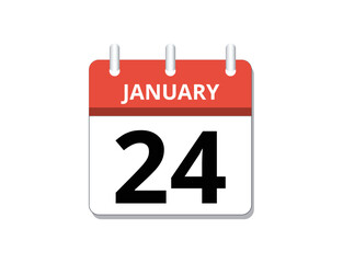 January, 24th calendar icon vector