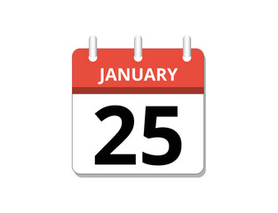 January, 25th calendar icon vector