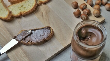 nut nougat cream sandwich with chocolate.