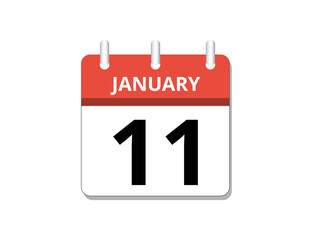 January, 11th calendar icon vector