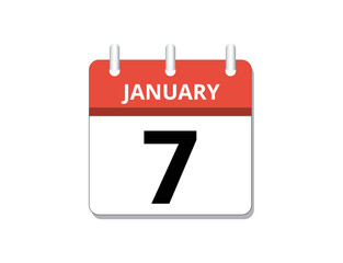 January, 7th calendar icon vector