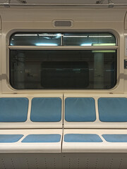 The window of the train in the subway