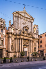 Fototapeta na wymiar Rome, Italy. Facade of the Church of St. Marcellus on Via del Corso (San Marcello al Corso), 1683