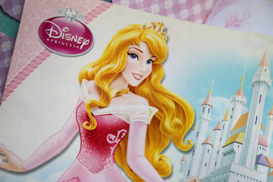 Disney Princess Aurora from Sleeping Beauty. Princess from the movie. Walt Disney princess. Magazine for girls. Princess illustration.