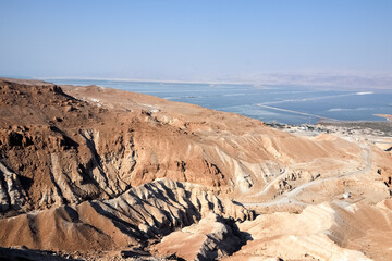 Fototapeta na wymiar Judean desert overlooking the dead sea, southern israel