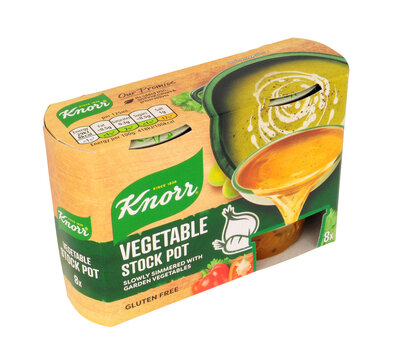 Knorr vegetable stock pots slowly simmered with garden vegetables in an eight pot pack