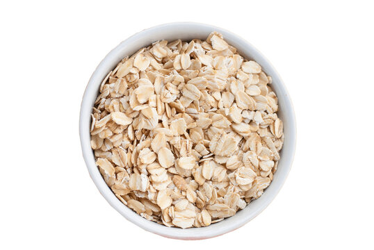oats in a bowl, white background