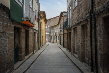 Fototapeta na wymiar Medieval Santa Maria Street - city oldest street - Guimaraes, Portugal