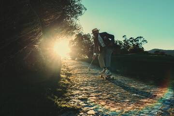 A silhouette of a fancy funny black guy in a midlife crisis wearing an elegant suit with a straw...