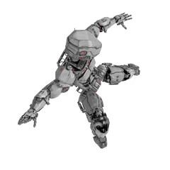 mega robotin action on white background top view