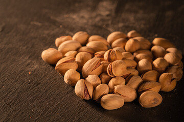hazelnuts on wooden background