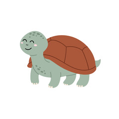 Cute turtle cartoon smiling. Vector illustration isolated on a white background