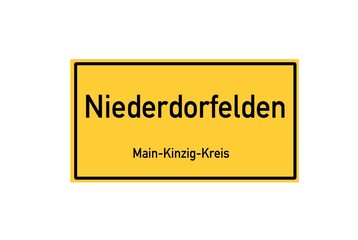 Isolated German city limit sign of Niederdorfelden located in Hessen