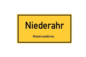 Isolated German city limit sign of Niederahr located in Rheinland-Pfalz