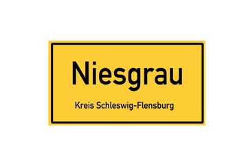 Obraz premium Isolated German city limit sign of Niesgrau located in Schleswig-Holstein