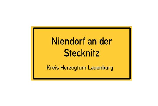 Isolated German city limit sign of Niendorf an der Stecknitz located in Schleswig-Holstein