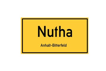 Isolated German city limit sign of Nutha located in Sachsen-Anhalt