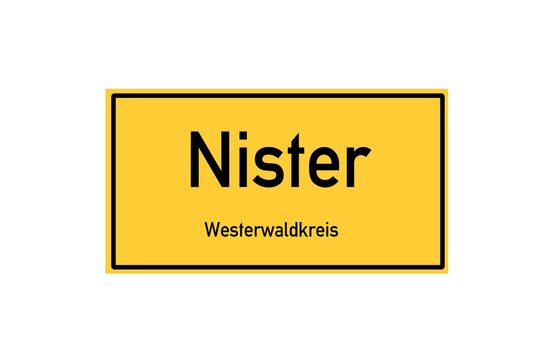 Isolated German city limit sign of Nister located in Rheinland-Pfalz