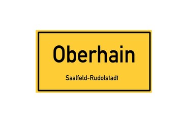 Isolated German city limit sign of Oberhain located in Th�ringen