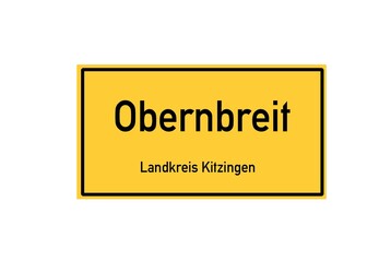 Isolated German city limit sign of Obernbreit located in Bayern