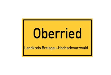 Isolated German city limit sign of Oberried located in Baden-W�rttemberg