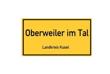 Isolated German city limit sign of Oberweiler im Tal located in Rheinland-Pfalz
