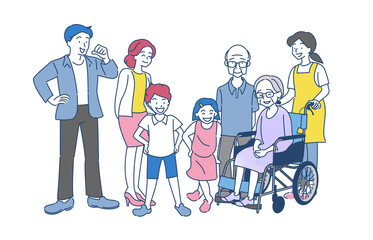 家族　両親　兄弟　祖父母　車椅子