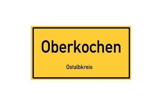 Isolated German city limit sign of Oberkochen located in Baden-W&uuml;rttemberg