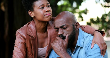 African American support and unity, partner couple emotional consolation