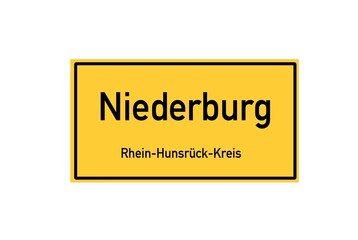 Isolated German city limit sign of Niederburg located in Rheinland-Pfalz