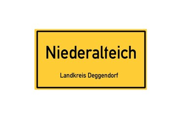 Isolated German city limit sign of Niederalteich located in Bayern