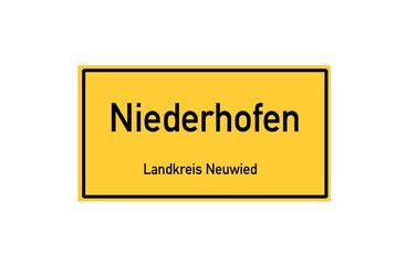 Isolated German city limit sign of Niederhofen located in Rheinland-Pfalz