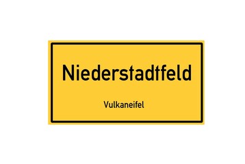 Isolated German city limit sign of Niederstadtfeld located in Rheinland-Pfalz