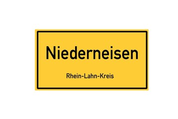 Isolated German city limit sign of Niederneisen located in Rheinland-Pfalz