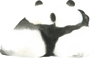 Watercolor panda illustration, cute mother and baby nursery print, animal drawing, tropical, baby shower invitation, greeting card, frame art,poster, gender neutral, mother's day postcard, flyer, diy 