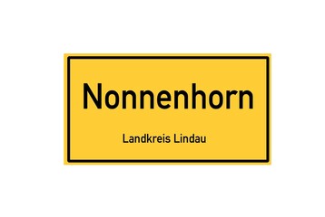 Isolated German city limit sign of Nonnenhorn located in Bayern