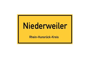 Isolated German city limit sign of Niederweiler located in Rheinland-Pfalz