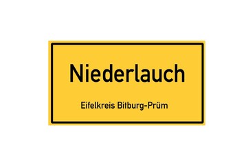Isolated German city limit sign of Niederlauch located in Rheinland-Pfalz