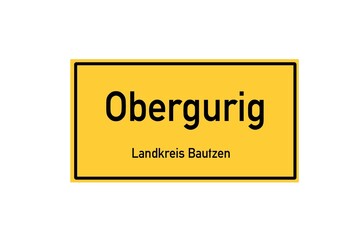 Isolated German city limit sign of Obergurig located in Sachsen