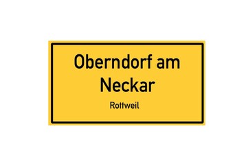 Isolated German city limit sign of Oberndorf am Neckar located in Baden-W�rttemberg