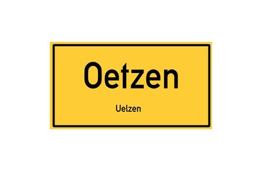 Isolated German city limit sign of Oetzen located in Niedersachsen