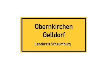 Isolated German city limit sign of Obernkirchen Gelldorf located in Niedersachsen