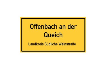 Isolated German city limit sign of Offenbach an der Queich located in Rheinland-Pfalz