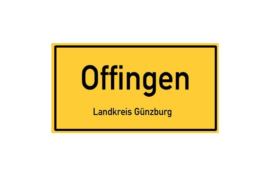 Isolated German city limit sign of Offingen located in Bayern