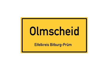 Isolated German city limit sign of Olmscheid located in Rheinland-Pfalz